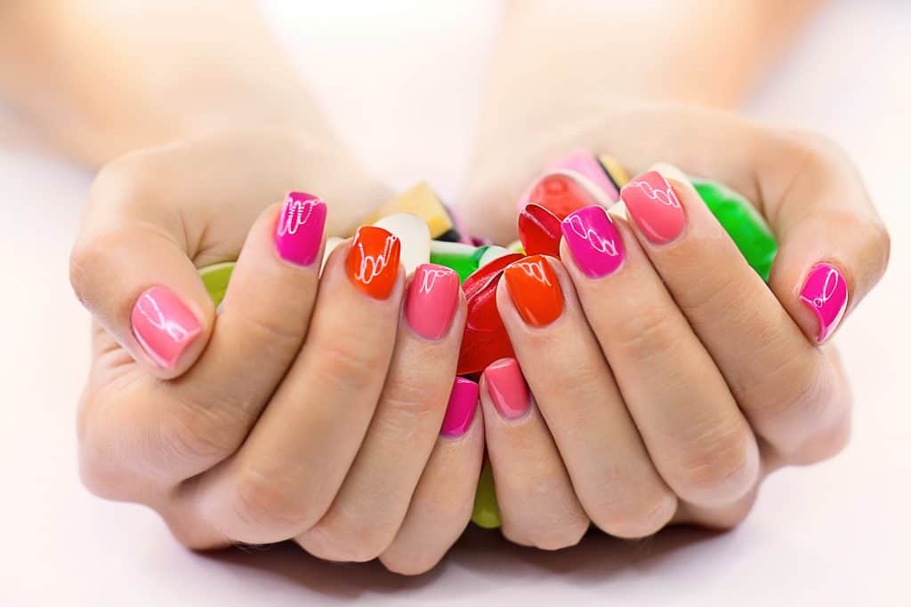 a very colorful and bright summer nail design