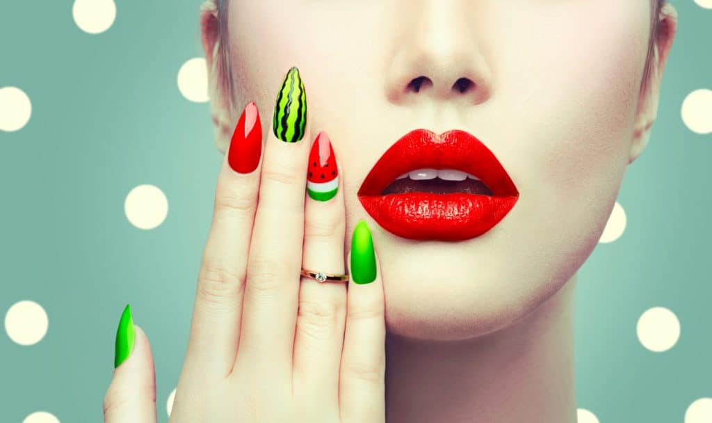 Watermelon summer nail design