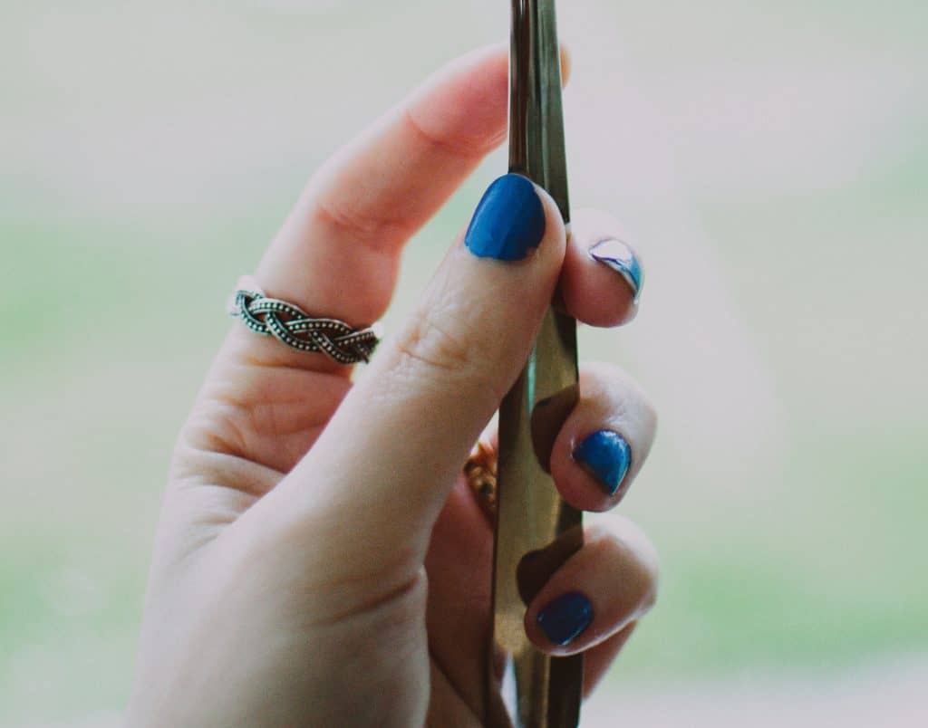 bright blue minimalist nail design