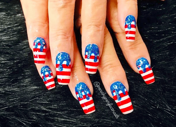 Patriotic Memorial day nail design