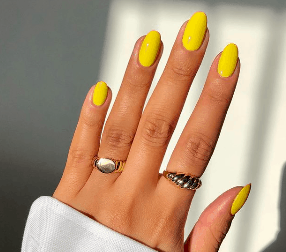 bright yellow nail design