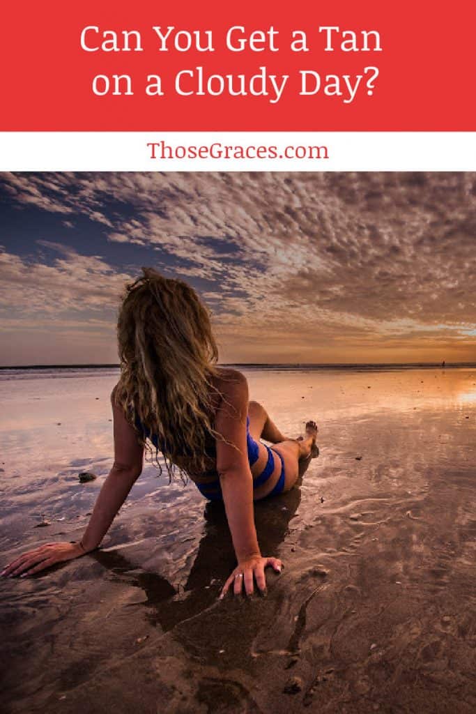 Woman tanning on a cloudy day