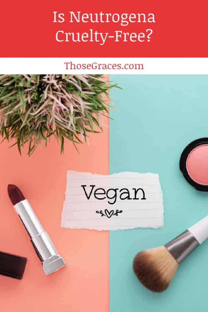 lipstick and makeup brushes with the word vegan in the middle and text "is Neutrogena cruelty-free?"