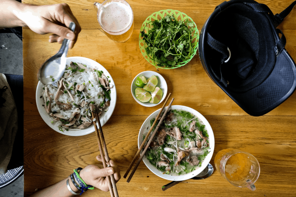 korean foods on a wooden table