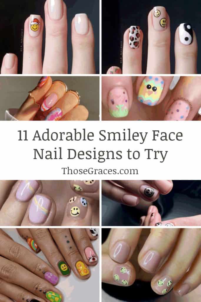 smiley face nail designs collage