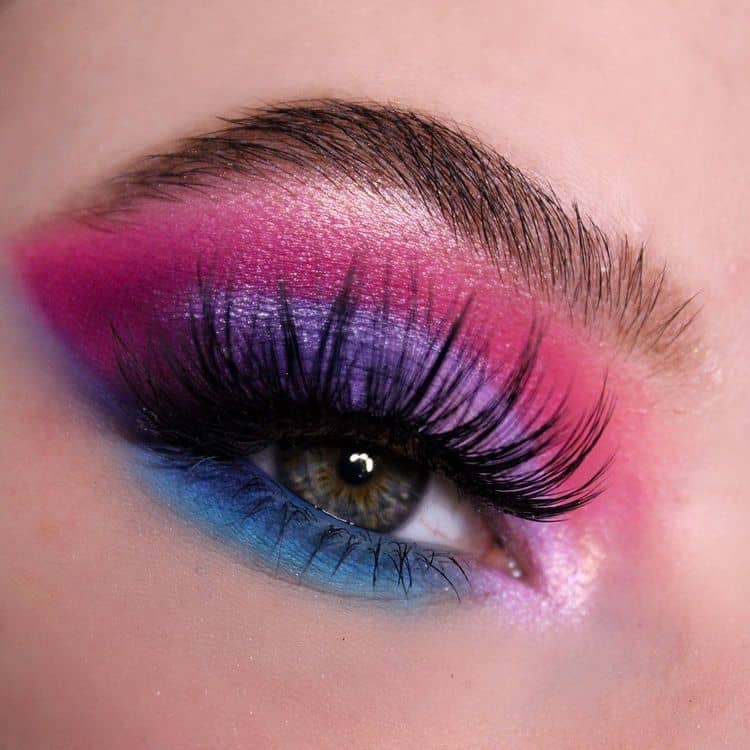 pink, blue and violet eyeshadows