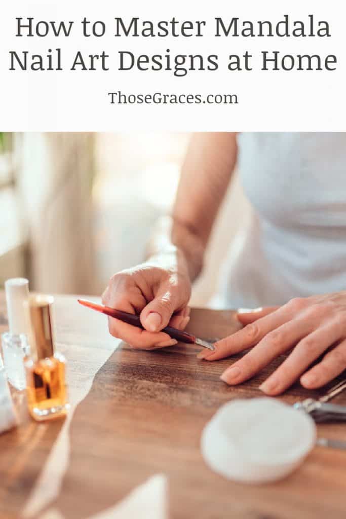 Woman prepping her nails for mandala nail art designs. 