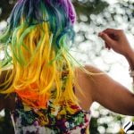 lady with a rainbow colored hair