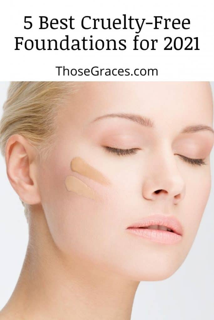 a woman with a closed eyes and two shades of foundation on her cheek