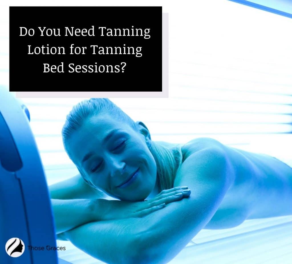 a middle-aged woman having a tanning bed session