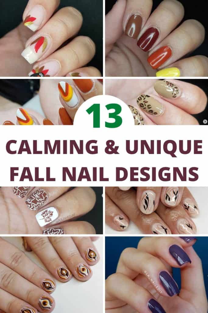 collage of nail designs for fall season