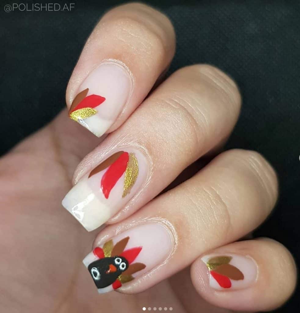 fall nails with leaves design