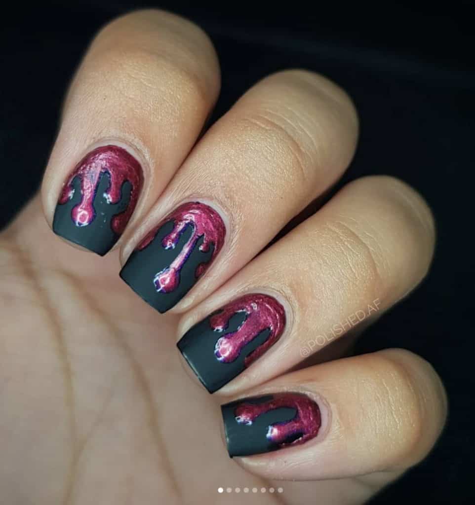 blood drip halloween nail design