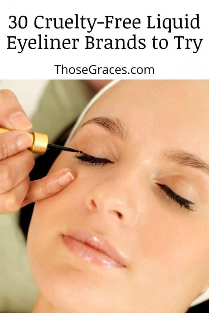 lady putting a cruelty free liquid eyeliner to her eyes