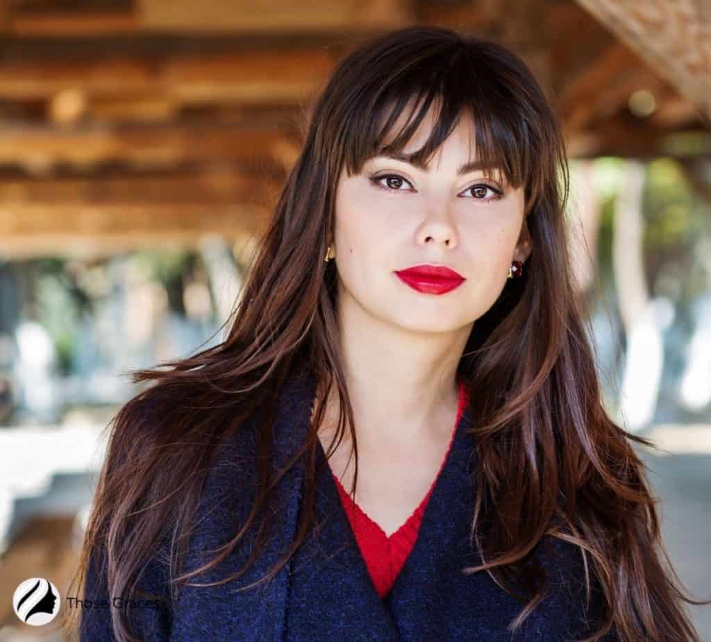 a beautiful lady with Korean see-through bangs