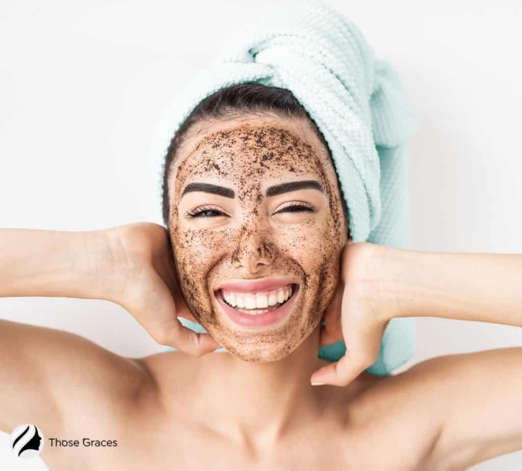 woman with DIY Korean scrub on her face