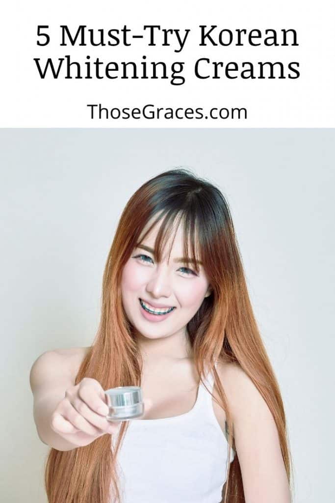 Korean girl holding and endorsing a whitening cream