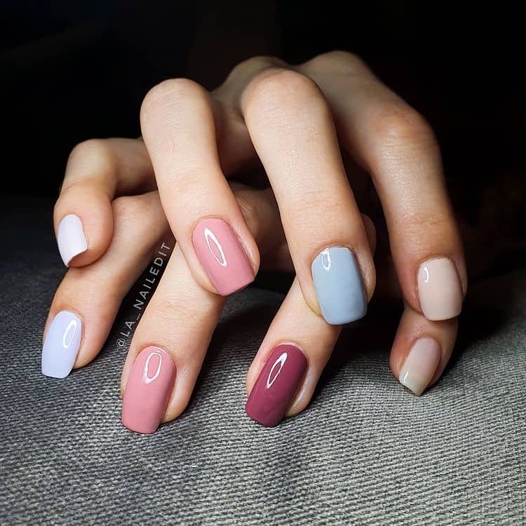 pastel-colored nails