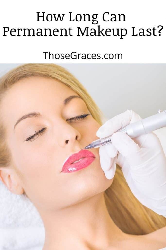 blonde woman getting a permanent lip tattoo