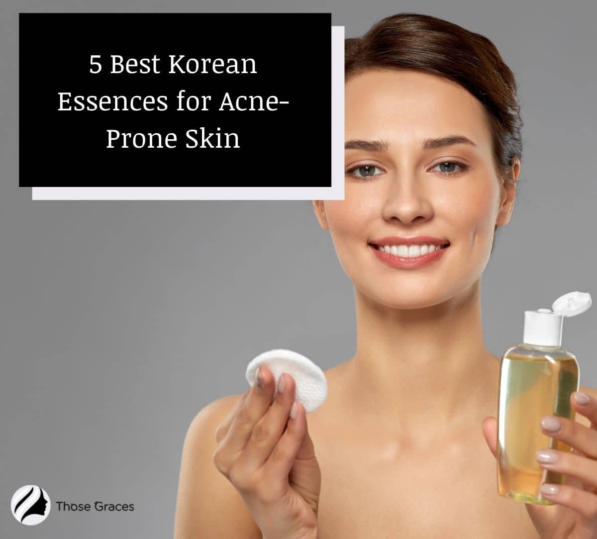 a pretty lady holding korean essences for acne prone skin