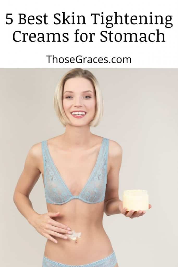 a pretty short-haired lady putting skin tightening cream for stomach