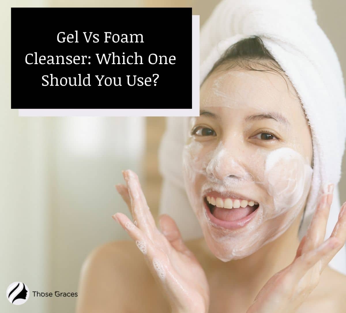 lady washing face using foam cleanser