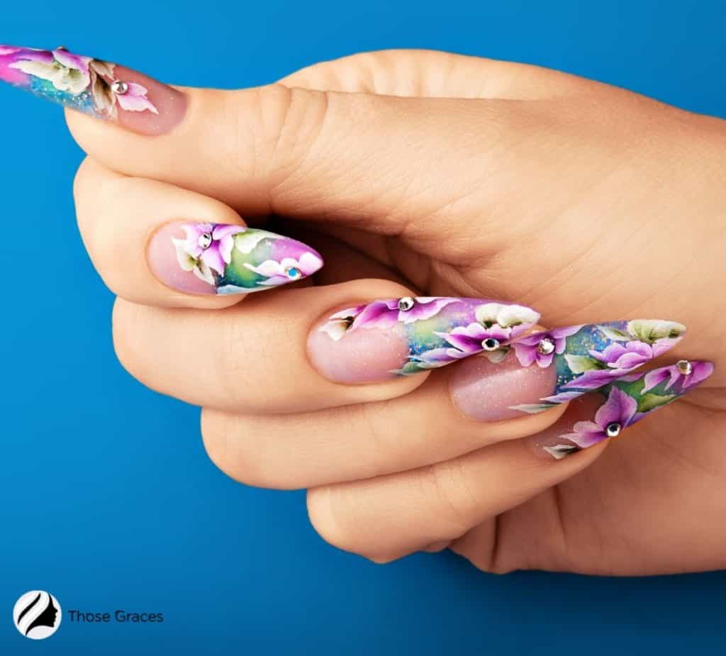 long, floral press on nails but how to make press on nails better?