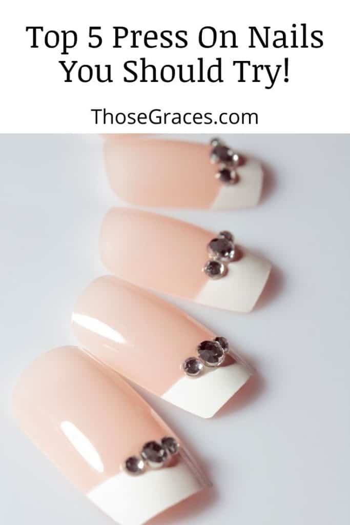 pretty white with stone press on nails