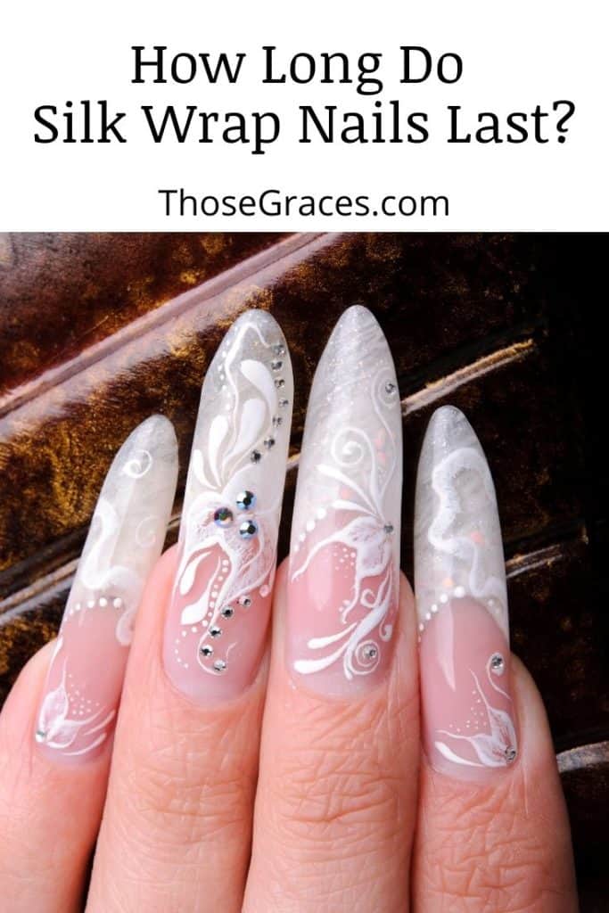 long silk wrap nails with pretty design