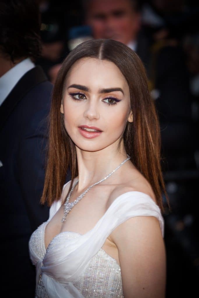 actress Lily Collins with pale skin tone
