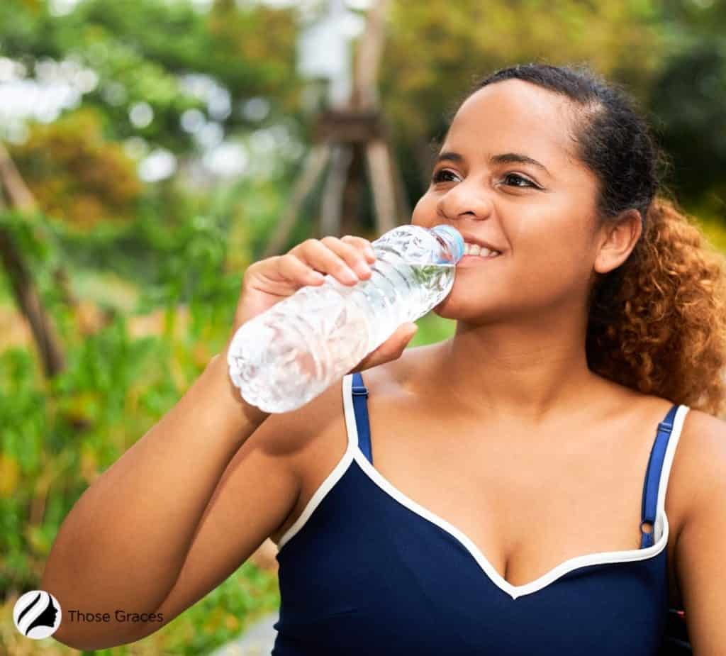 lady drinking water