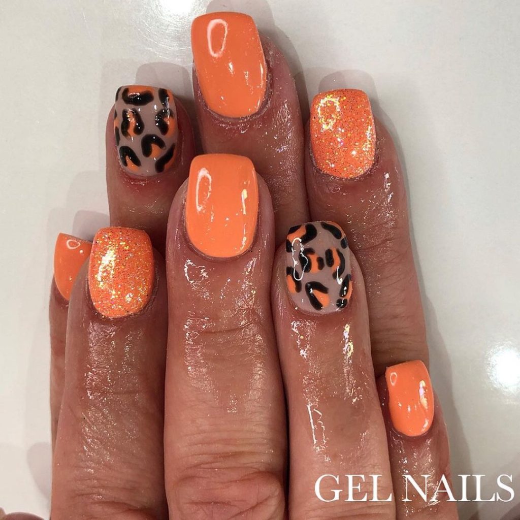 Orange with Leopard and Glitter Touch