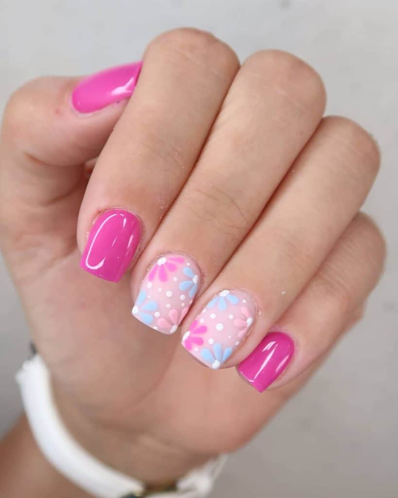 summer floral nails