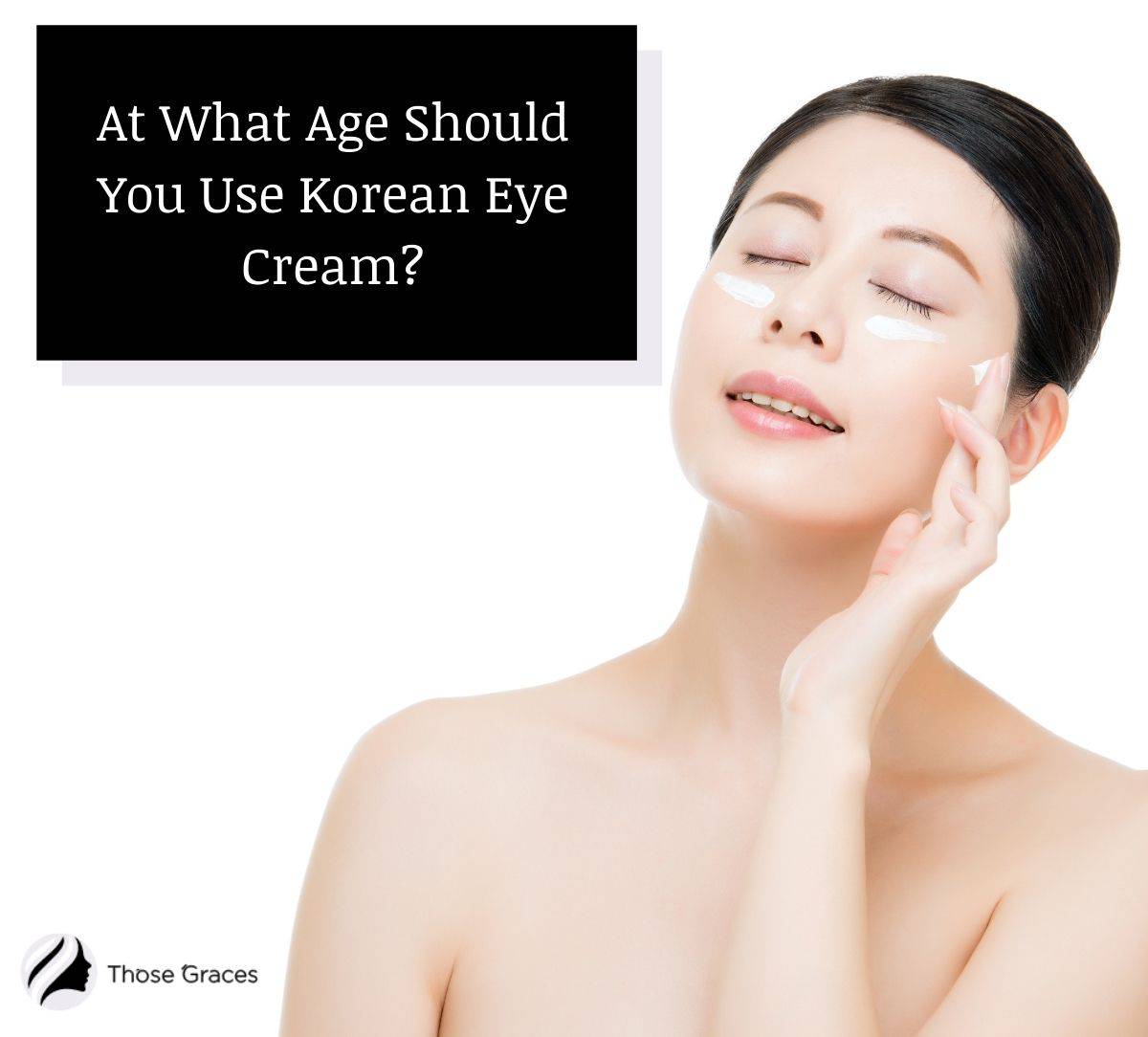 beautiful Korean lady using an eye cream