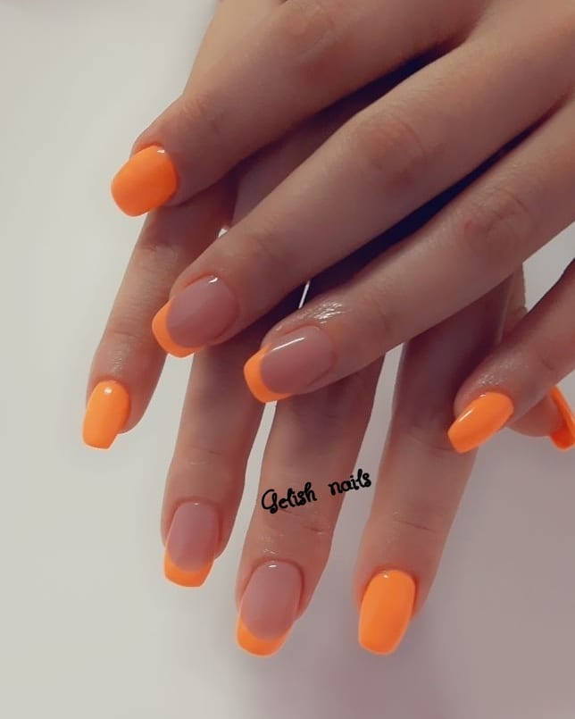 orange tip nails