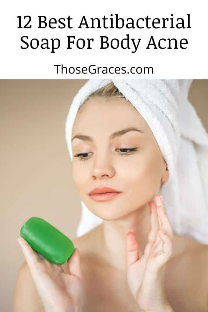 lady holding a green Antibacterial Soap For Body Acne