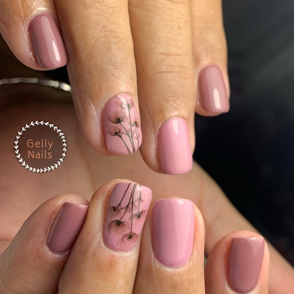 floral pink nails