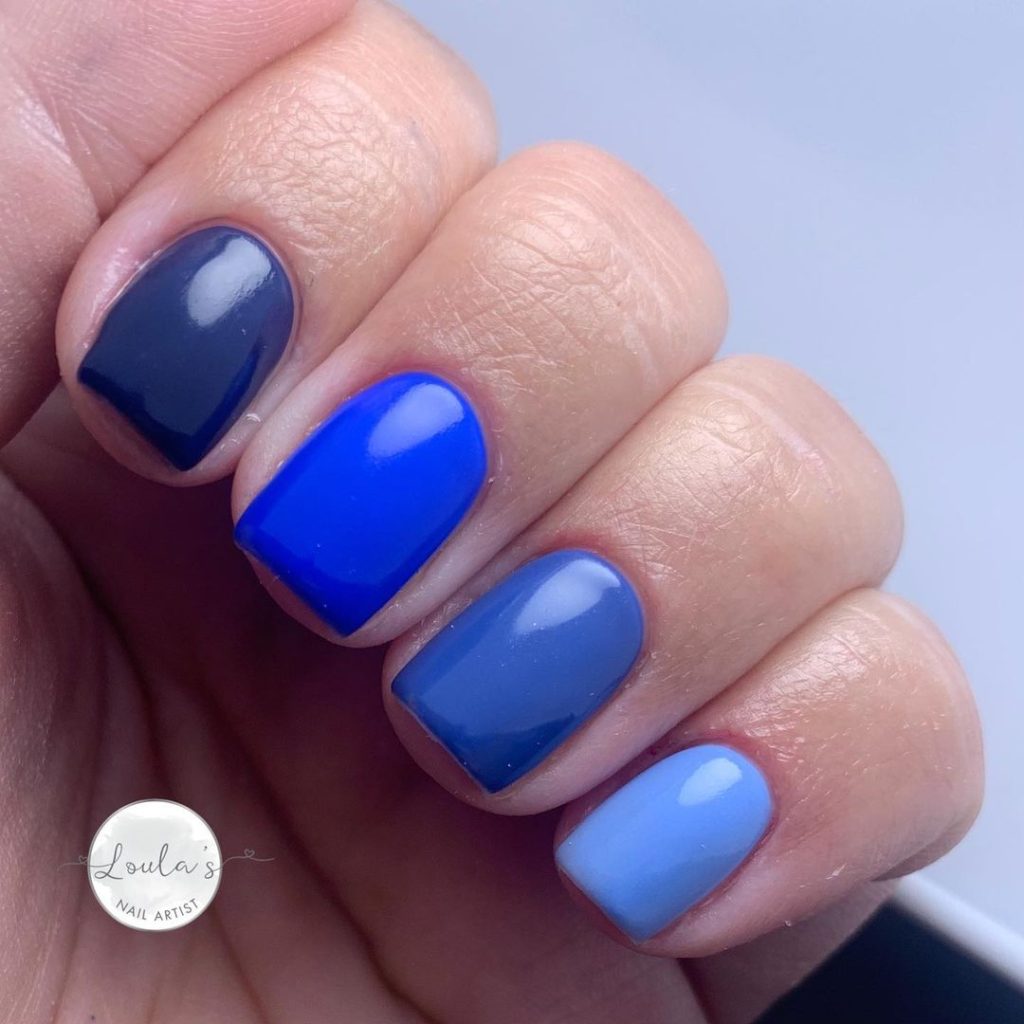 Multicolor Blue Short Blue Gel Nails