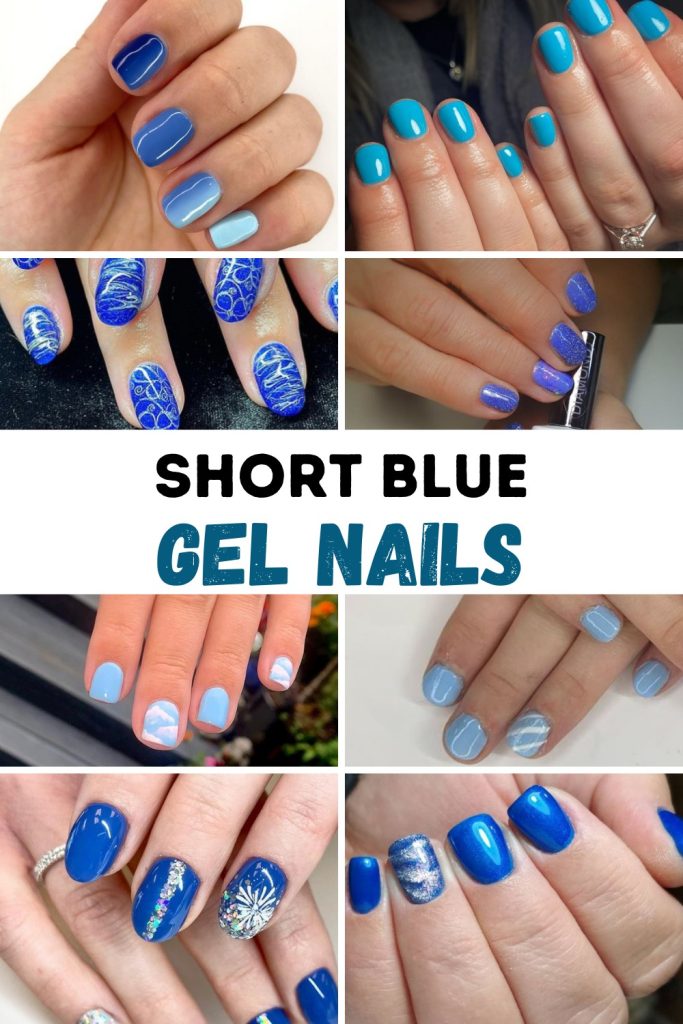 Short Blue Gel Nails