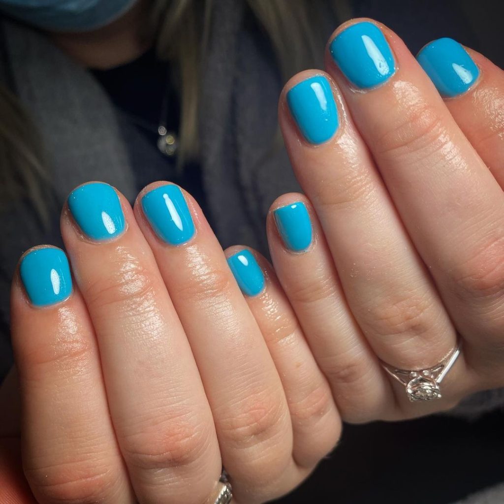 light blue Short Blue Gel Nails