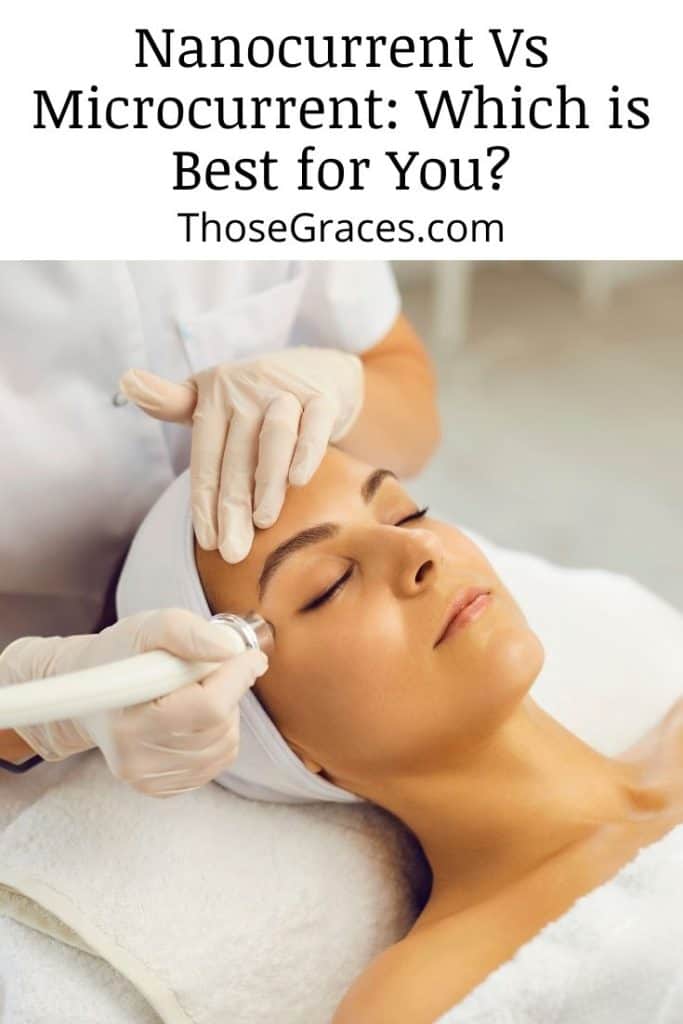 lady having a microcurrent facial treatment (nanocurrent vs microcurrent)