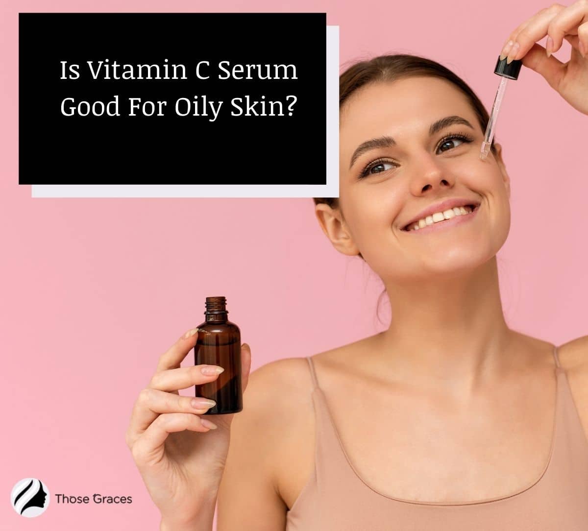 lady putting vitamin c serum on her face
