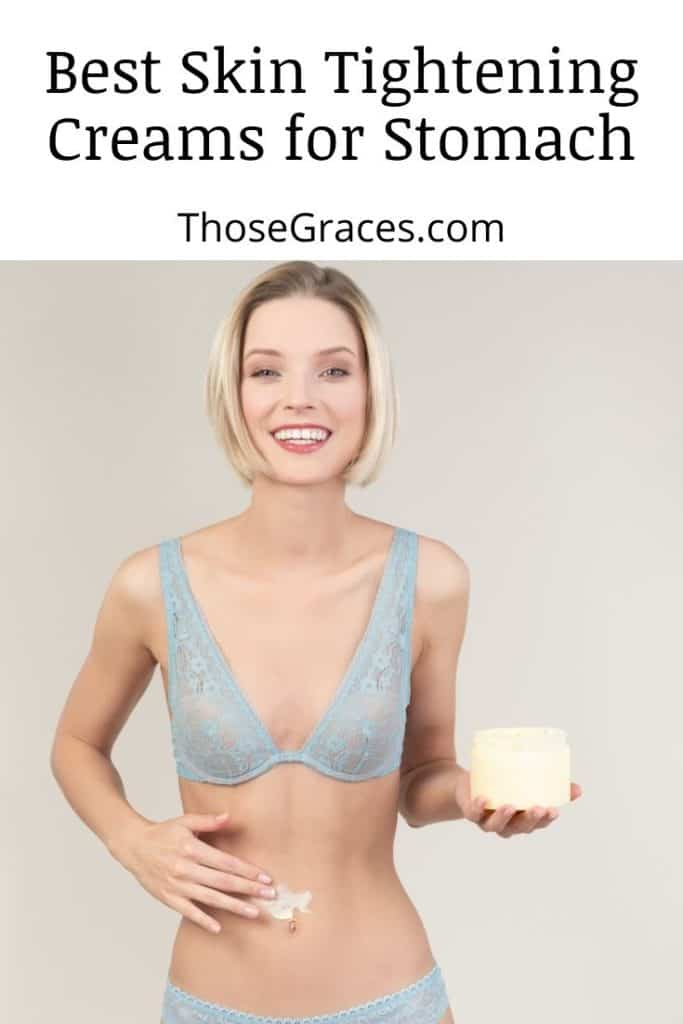 slim woman applying skin tightening cream for stomach