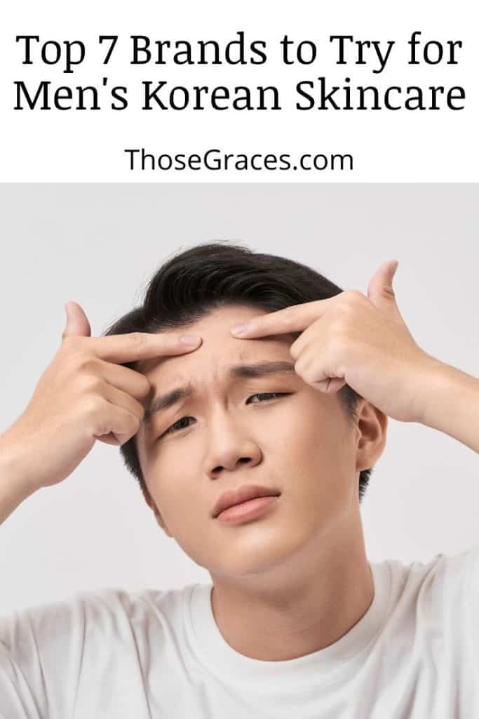 Korean guy pointing out the acne on his forehead