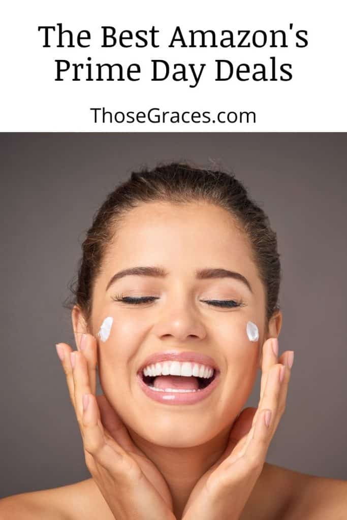 woman happily putting moisturizer on her face