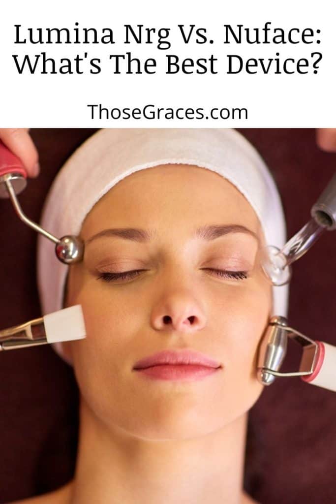 facing toning devices on the woman's face