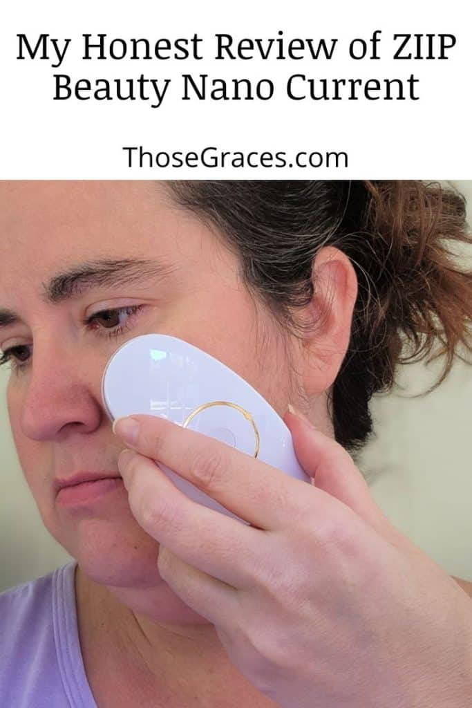 lady using a ZIIP Beauty Nano Current device for her face