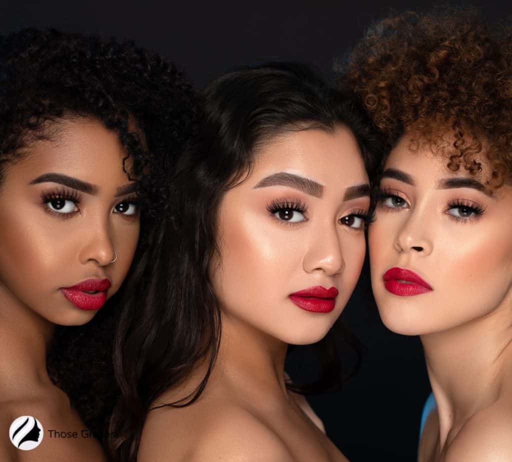 different shades of brown skin women's with lipstick