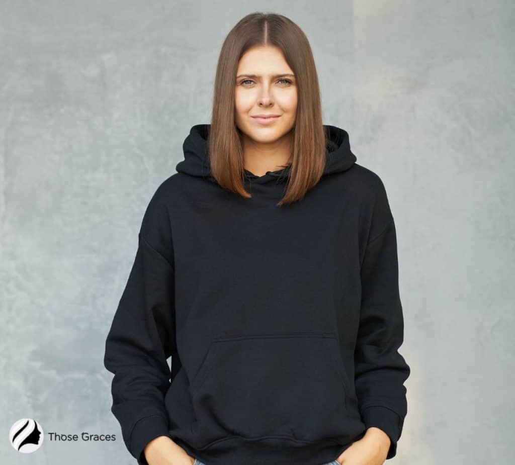 lady wearing a black hoodie