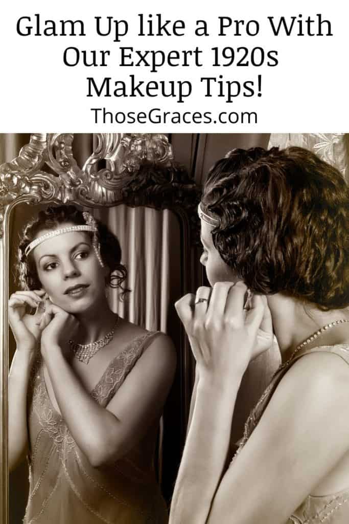 woman getting glam with her1920s makeup look